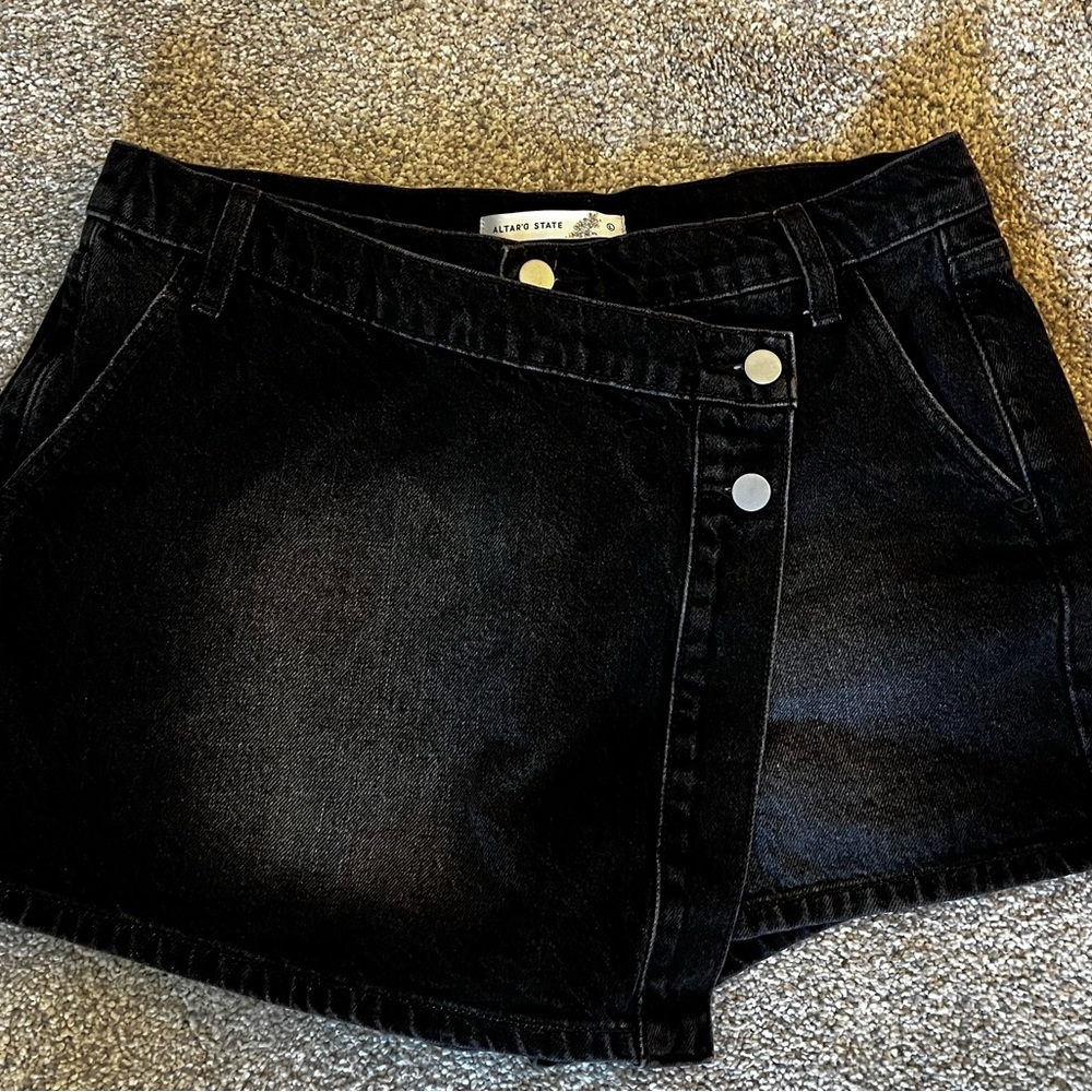Black Denim Skort